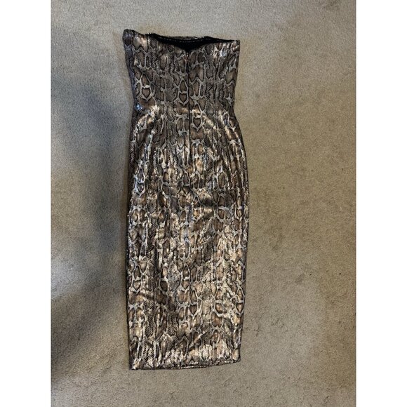 NOOKIE Blind Date Mini Dress XS in Bronze Gold Animal Print NEW - Picture 6 of 11
